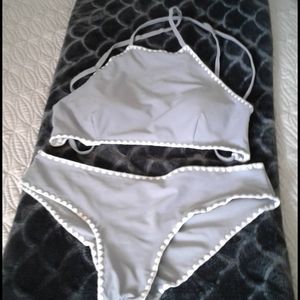 Gray and white 2 piece swimwear